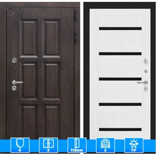 Входная дверь Лондон 01 - Белое дерево, стекло черное