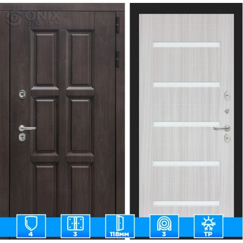 Входная дверь Лондон 01 - Сандал белый, стекло белое