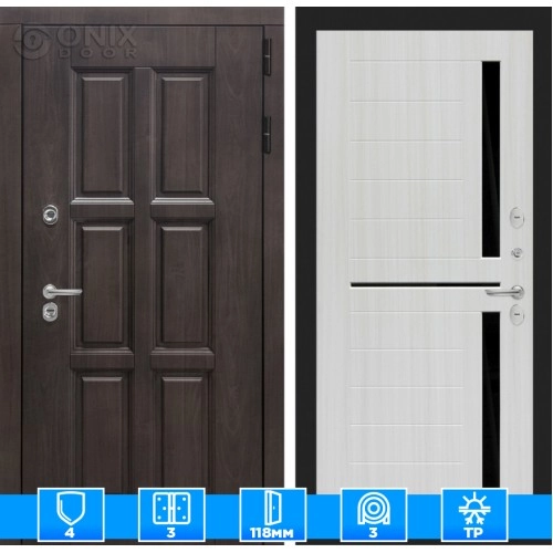 Входная дверь Лондон 02 - Сандал белый, стекло черное