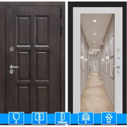 Входная дверь Лондон с зеркалом 18 - Сандал белый