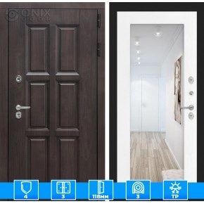 Входная дверь Лондон с зеркалом 18 - Белое дерево