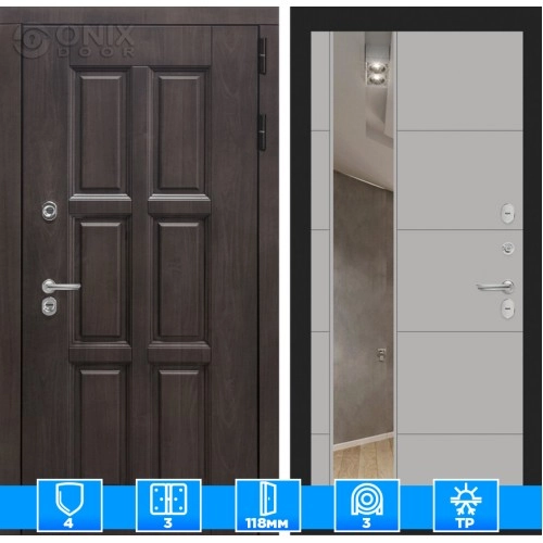 Входная дверь Лондон с зеркалом 19 - Грей софт