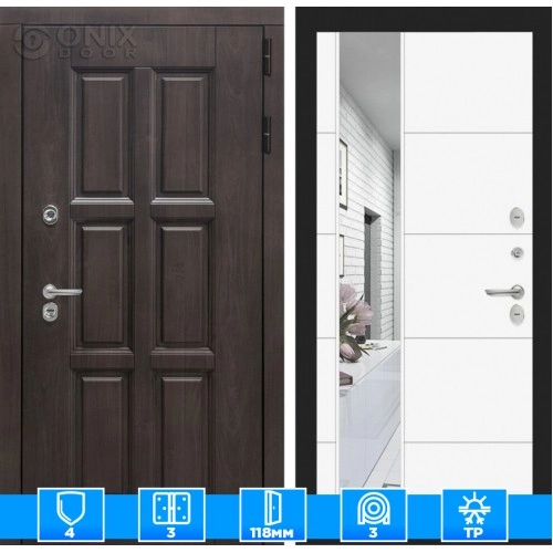 Входная дверь Лондон с зеркалом 19 - Белый софт