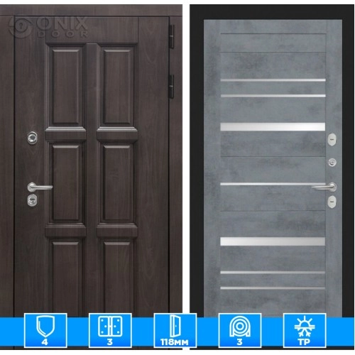 Входная дверь Лондон 20 - Бетон темный, зеркальные вставки