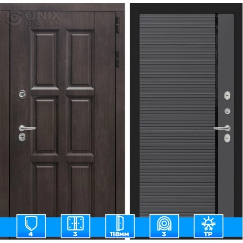 Входная дверь Лондон 22 - Графит софт, черная вставка