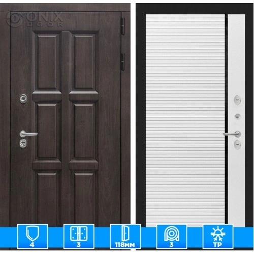 Входная дверь Лондон 22 - Белый софт, черная вставка