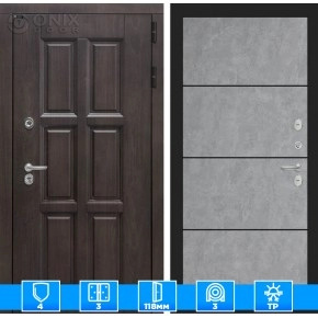 Входная дверь Лондон 25 - Бетон светлый, черный молдинг