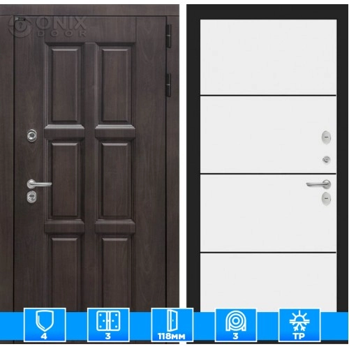 Входная дверь Лондон 25 - Белый софт, черный молдинг