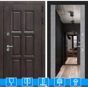 Входная дверь Лондон с зеркалом Максимум - Бетон светлый