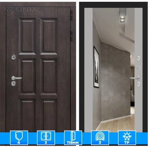 Входная дверь Лондон с зеркалом Максимум - Грей софт