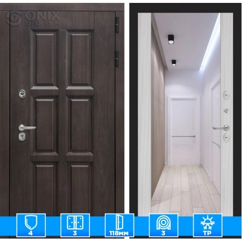 Входная дверь Лондон с зеркалом Максимум - Сандал белый