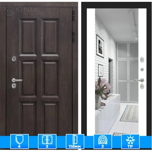 Входная дверь Лондон с зеркалом Максимум - Белый софт