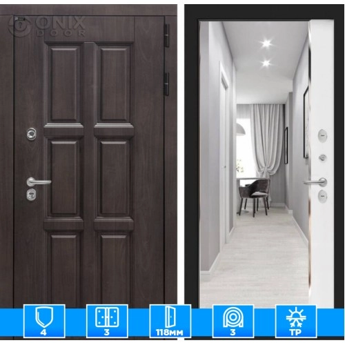 Входная дверь Лондон с зеркалом Панорама - Белый софт