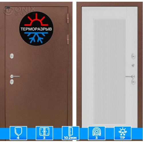 Входная дверь Термо Магнит 30 - Белый рельеф софт