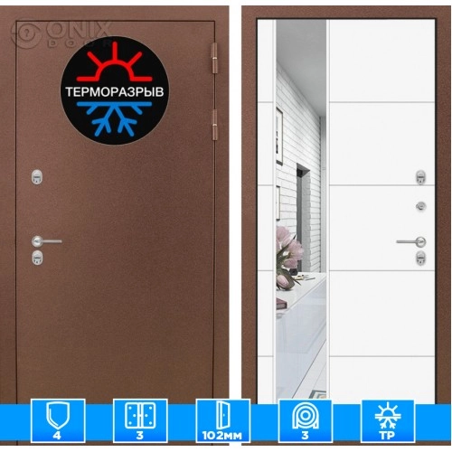 Входная дверь Термо Магнит с Зеркалом 19 - Белый софт