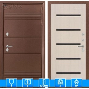 Входная дверь Термо Лайт 01 - Беленый дуб, стекло черное