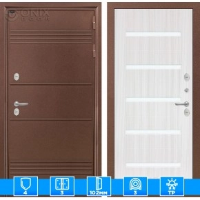 Входная дверь Термо Лайт 01 - Сандал белый, стекло белое