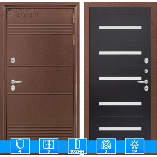 Входная дверь Термо Лайт 01 - Венге, стекло белое