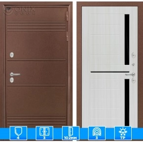 Входная дверь Термо Лайт 02 - Сандал белый, стекло черное