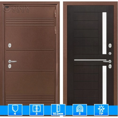 Входная дверь Термо Лайт 02 - Венге, стекло белое