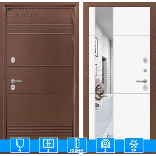 Входная дверь Термо Лайт с Зеркалом 19 - Белый софт