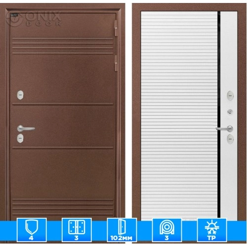 Входная дверь Термо Лайт 22 - Белый софт, черный молдинг