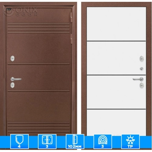 Входная дверь Термо Лайт 25 - Белый софт, черный молдинг