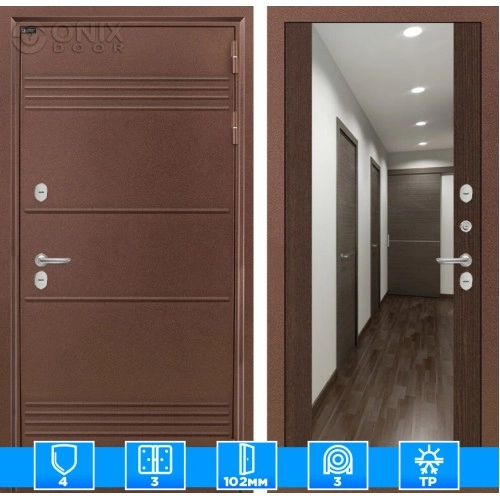 Входная дверь Термо Лайт с Зеркалом Максимум - Венге