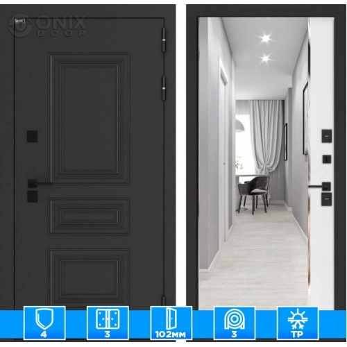 Входная дверь Аляска Лайт с зеркалом Панорама - Белый софт