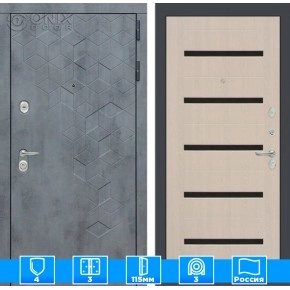 Входная дверь Бетон 01 - Беленый дуб, стекло черное