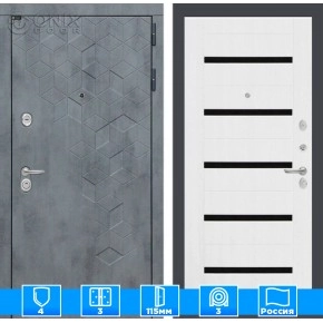 Входная дверь Бетон 01 - Белое дерево, стекло черное