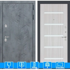 Входная дверь Бетон 01 - Сандал белый, стекло белое