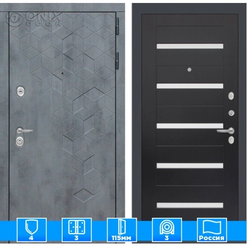 Входная дверь Бетон 01 - Венге, стекло белое