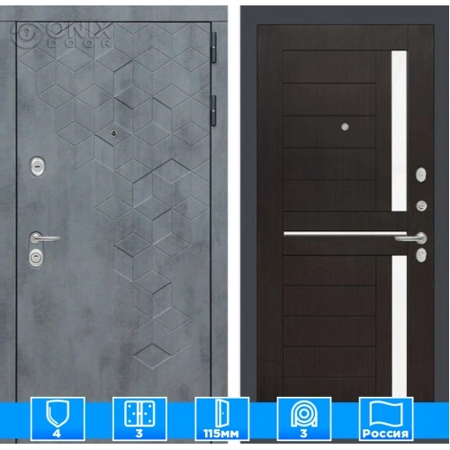 Входная дверь Бетон 02 - Венге, стекло белое