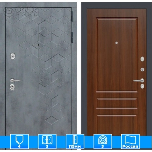 Входная дверь Бетон 03 - Орех бренди