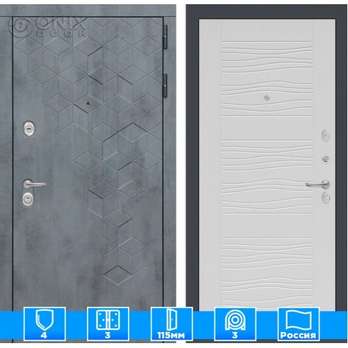 Входная дверь Бетон 06 - Белое дерево