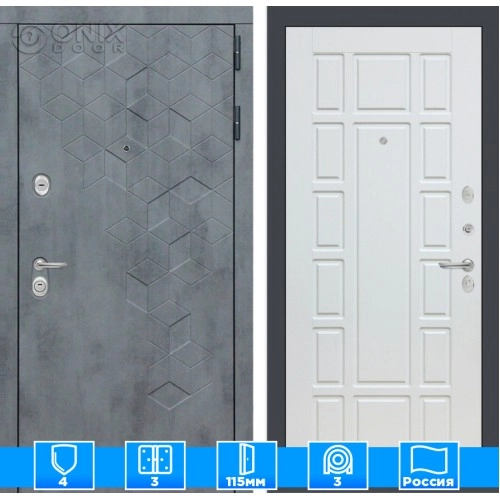 Входная дверь Бетон 12 - Белое дерево