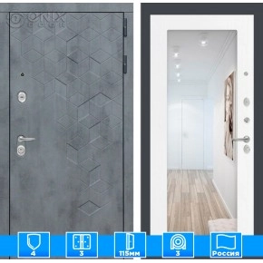 Входная дверь Бетон с зеркалом 18 - Белое дерево