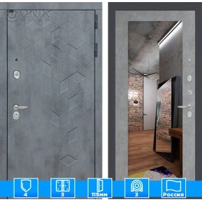 Входная дверь Бетон с зеркалом 18 - Бетон светлый