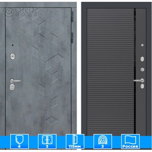 Входная дверь Бетон 22 - Графит софт, черная вставка