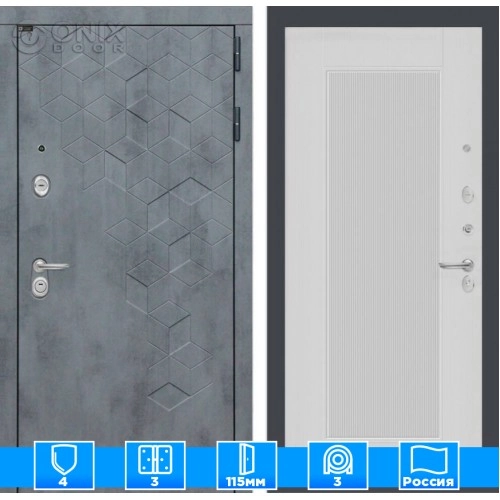 Входная дверь Бетон 30 - Белый рельеф софт