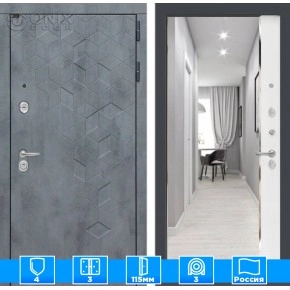 Входная дверь Бетон с зеркалом Панорама - Белый софт