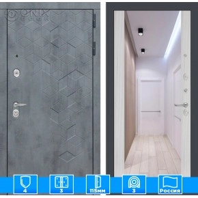 Входная дверь Бетон с зеркалом Максимум - Сандал белый