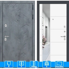 Входная дверь Бетон с зеркалом 19 - Белый софт