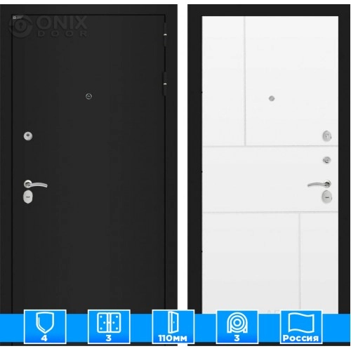 Входная дверь CLASSIC шагрень черная 21 - Белый софт