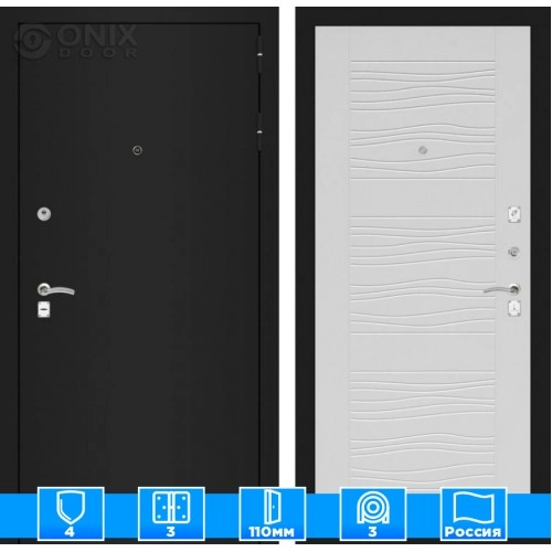 Входная дверь CLASSIC шагрень черная 06 - Белое дерево