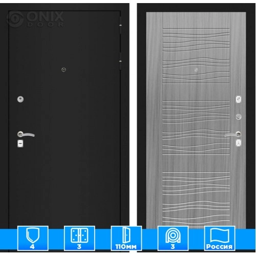 Входная дверь CLASSIC шагрень черная 06 - Сандал серый
