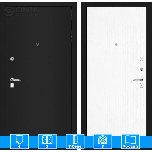 Входная дверь CLASSIC шагрень черная 07 - Белое дерево