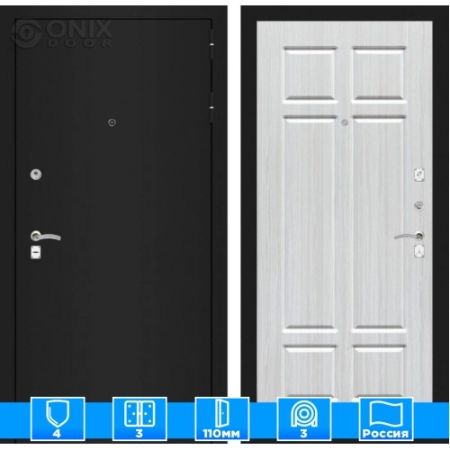 Входная дверь CLASSIC шагрень черная 08 - Кристалл вуд 880х2050 правая