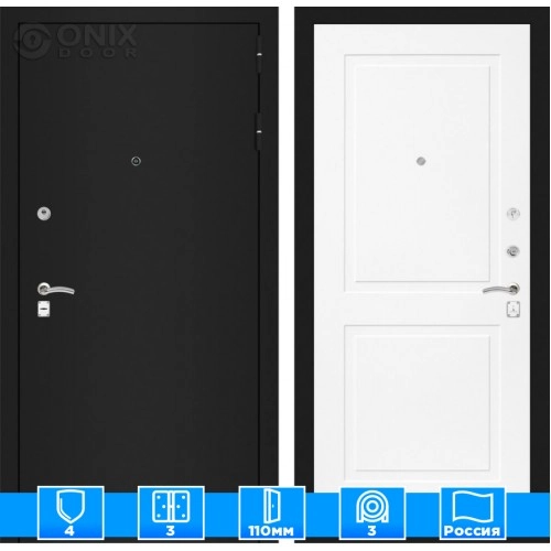 Входная дверь CLASSIC шагрень черная 11 - Белый софт